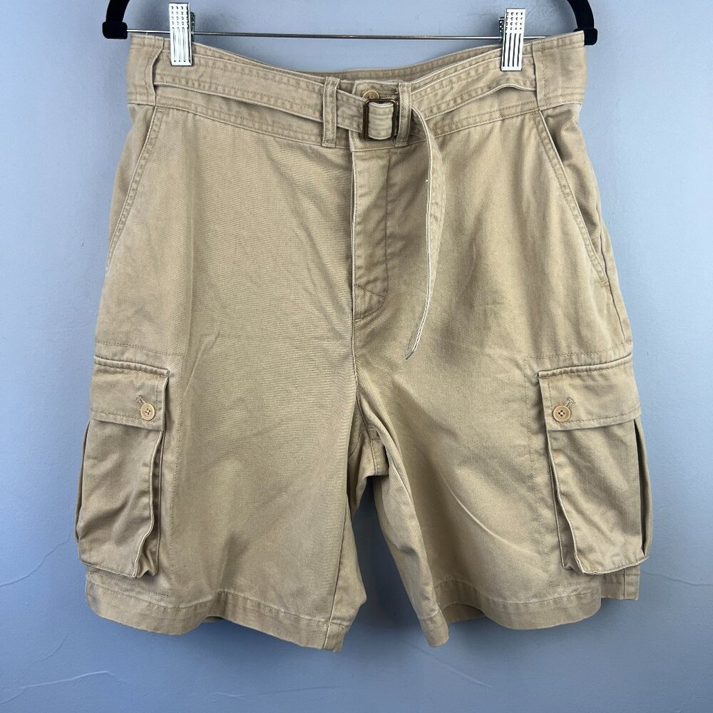 Vintage Lauren Ralph Lauren Cotton Cargo Bermuda Shorts Size 10‎ Belted Pockets